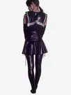 Second Skin Maid Wet Look Shiny Metallic Dress Shoulder Length Gloves and Stockings
