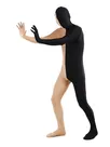 Black and Fleshcolor Split Zentai Skin Suit Lycra Spandex Catsuit Skinsuit