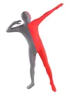 Red Grey Split Costume Second Skin Full Body Lycra Spandex Zentai Catsuit Skinsuit