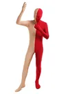 Red Fleshcolor Split Costume Lycra Spandex Second Skin Full Body Zentai Catsuit Skinsuit