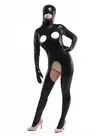 Black Crotchless Wet Look Zentai Shiny Metallic Hollow Out Catsuit Second-skin Clothing Black Crotchless Wet Look Zentai Shiny Metallic Hollow Out Catsuit Second-skin Clothing