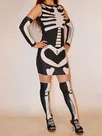 Black Clothing White Human Skeleton Costume Women Lycra Spandex Catsuit Second-skin Clothing (Dress Gloves Stocking) Black Clothing White Human Skeleton Costume Women Lycra Spandex Catsuit Second-skin Clothing (Dress Gloves Stocking)