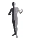 Black Grey Split Second Skin Full Body Lycra Spandex Fabric Zentai Catsuit Skinsuit Black Grey Split Second Skin Full Body Lycra Spandex Fabric Zentai Catsuit Skinsuit