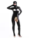 Black Crotchless Wet Look Zentai Shiny Metallic Hollow Out Catsuit Second-skin Clothing Black Crotchless Wet Look Zentai Shiny Metallic Hollow Out Catsuit Second-skin Clothing