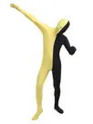 Black Yellow Split Costume Lycra Spandex Second Skin Full Body Zentai Catsuit Skinsuit