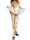 Second Skin Golden Sexy Maid Wet Look Shiny Metallic Dress Gloves Stocking 3-pieces Set Second Skin Golden Sexy Maid Wet Look Shiny Metallic Dress Gloves Stocking 3-pieces Set