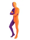 Orange Purple Split Costume Lycra Spandex Second Skin Full Body Zentai Catsuit Skinsuit