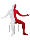 Red White Split Costume Lycra Spandex Second Skin Full Body Zentai Catsuit Skinsuit Red White Split Costume Lycra Spandex Second Skin Full Body Zentai Catsuit Skinsuit