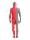 Red Grey Split Costume Second Skin Full Body Lycra Spandex Zentai Catsuit Skinsuit