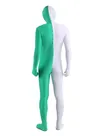 Green White Split Costume Lycra Spandex Second Skin Full Body Zentai Catsuit Skinsuit