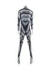 Black and White Texture Striped Cosplay Halloween Zentai Catsuit Skinsuit Second-skin Clothing