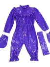 Zentai Second-skin Aldult Sissy Lockable Bloomers Jumpsuit Zipper Waist Elastic Wet Look Skinsuit Shiny Wetlook Unitard PVC Bodysuit with Gloves