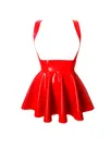 Second Skin Women Gothic Wetlook PVC Sleeveless Spaghetti Strap Dress Women Mini Pleated Lady Bodycon Dress
