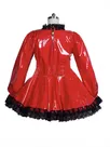 Second Skin Women Dress Lace Latex Look Wet Look Dress Maid Wetlook PVC Sexy Costumes Lockable Lolita Long Sleeve Dress Second Skin Women Dress Lace Latex Look Wet Look Dress Maid Wetlook PVC Sexy Costumes Lockable Lolita Long Sleeve Dress
