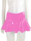 Second Skin Women Wetlook PVC Latex Look High Waisted Skater Mini Skirt Wet Look Shiny Pleated Skirt