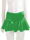 Second Skin Women Wetlook PVC Latex Look High Waisted Skater Mini Skirt Wet Look Shiny Pleated Skirt