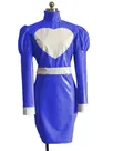 Second Skin High Collar Gothic Dresses Puff Long Sleeve Glossy Wetlook PVC Bodycon Maid Queen Fancy Dress
