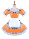 Second Skin Lolita Wetlook PVC French Maid Dresses Lockable Sissy Dress with Apron