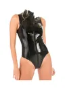 Second Skin Red Black Latex Look Bodycon Bodysuit Zipper Wetlook Leotard PVC Jumpsuit