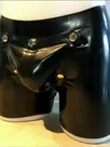 Second Skin Natural Latex Short Pants with Cod piece Crotch Hole Back Zipper Second Skin Natural Latex Short Pants with Cod piece Crotch Hole Back Zipper