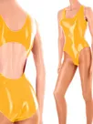 Second Skin Lady Sleeveless Jumpsuit Wet Look Gothic Back Hollow Wetlook Leotard PVC Bodysuit