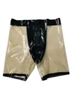 Second Skin Transparent Natural Latex Shorts Black Trim Front Zipper Men Shorts