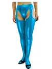 Second Skin Women Hollow Out Pants Wet Look Shiny Metallic Open Crotch Long Pants Second Skin Women Hollow Out Pants Wet Look Shiny Metallic Open Crotch Long Pants