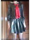 Second Skin Black Natural Latex Clothing School Uniform Top and Skirt Second Skin Black Natural Latex Clothing School Uniform Top and Skirt