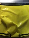 Second Skin Natural Latex Underwear Men Yellow Latex Shorts with Condom