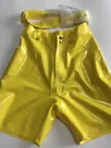 Second Skin Natural Latex Sexy Yellow High Waist Shorts Belt Pocket Front Zip Press Stud Latex Short Pants Second Skin Natural Latex Sexy Yellow High Waist Shorts Belt Pocket Front Zip Press Stud Latex Short Pants