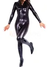 Front Zipper Second Skin Full Body Black Wet Look Zentai Shiny Metallic Catsuit Front Zipper Second Skin Full Body Black Wet Look Zentai Shiny Metallic Catsuit