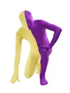 Purple Yellow Split Second Skin Full Body Lycra Spandex Zentai Catsuit Skinsuit