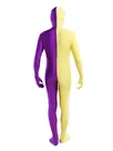 Purple Yellow Split Second Skin Full Body Lycra Spandex Zentai Catsuit Skinsuit