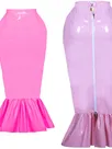 Second Skin Women Ruffles Slim Mermaid Skirts Wild Trumpet Skirt Wetlook PVC Mid-length Wrap Hip Skirts Second Skin Women Ruffles Slim Mermaid Skirts Wild Trumpet Skirt Wetlook PVC Mid-length Wrap Hip Skirts