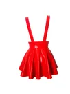 Second Skin Women High Waist Pleated Skater Suspender Skirt Gothic Strap Wetlook PVC Skirts