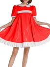Second Skin Women Wetlook PVC Uniform Wetlook Doll Collar Short Sleeve Dress French Maid Costume Lolita Mini Dress