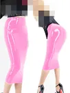 Second Skin Wetlook Wetlook PVC Midi Skirt Lady High Waist Pencil Slim Wrap Hip Skirt Office Club Skirt