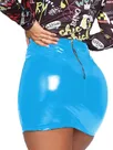 Second Skin Woman Zipper Bodycon Slim Mini Pencil Wet Look Shiny Wetlook PVC Skirt