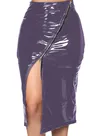 Second Skin Full Zip Wetlook PVC Pencil Skirt Slim High Waist Skirts