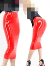 Second Skin Wetlook Wetlook PVC Midi Skirt Lady High Waist Pencil Slim Wrap Hip Skirt Office Club Skirt