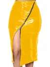 Second Skin Full Zip Wetlook PVC Pencil Skirt Slim High Waist Skirts