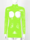 Second Skin Women Wet Look Shiny Wetlook PVC Mini Dress Hot Open Crotch Hollow Chest Fetish Costumes Dresses
