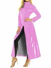 Second Skin Long Sleeve Wetlook PVC Pleated Front Zipper Ladies Party Costume Women Windbreaker