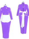 Second Skin Women Maid Dress Cosplay Long Dress Long Sleeves Bodycon Wetlook PVC Dresses