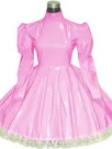 Second Skin Lolita Wetlook PVC Maid Dress Long Sleeve Gothic Dress French Maid Wetlook PVC Dress