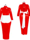 Second Skin Women Maid Dress Cosplay Long Dress Long Sleeves Bodycon Wetlook PVC Dresses