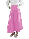 Second Skin Midi Long Skirt Gothic High Waist Knee Length Ball Gown Wetlook PVC Skirt