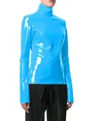 Second Skin Women Long Sleeve High Collar Wetlook PVC Tops Vintage Moto Biker T-shirt Second Skin Women Long Sleeve High Collar Wetlook PVC Tops Vintage Moto Biker T-shirt