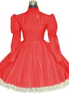 Second Skin Lolita Wetlook PVC Maid Dress Long Sleeve Gothic Dress French Maid Wetlook PVC Dress