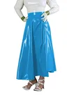 Second Skin Midi Long Skirt Gothic High Waist Knee Length Ball Gown Wetlook PVC Skirt